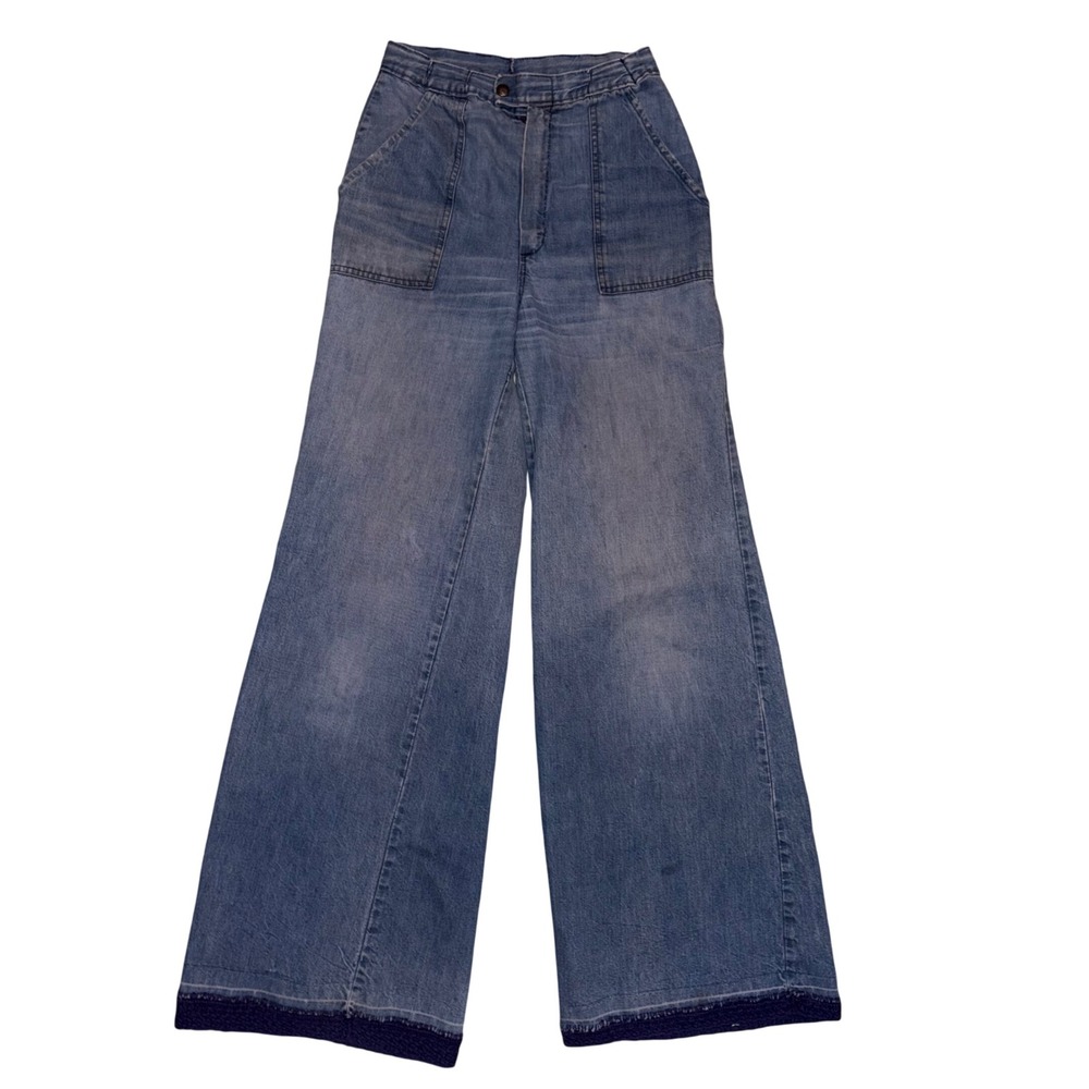 Vintage Jeanetics Seafarer High Waisted Wide Leg Denim Jeans Blue Talon Zip 24